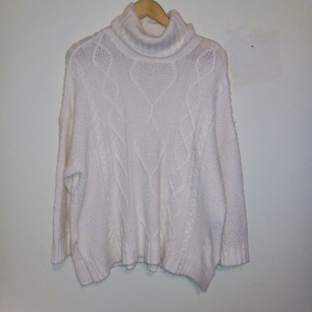 Aerie Wool Blend Cable Knit Turtleneck Sweater-Small-Oversized-Rory Gilmore
